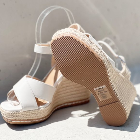 NEW Crisscross Strap Espadrille Natural Straw Jute Platform Wedges Sandals BONE - Picture 11 of 16